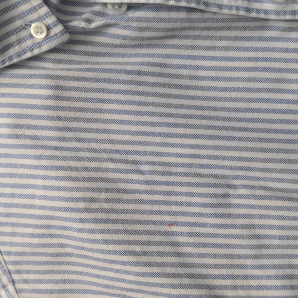 SOLD- Maison Kitsuné Men's Blue and White Striped Oxford Shirt- size FR39 - Picture 5 of 6